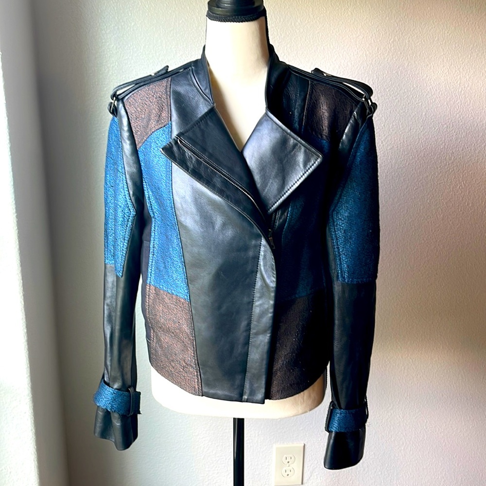 Gorgeous Lamb Leather Trim Moto Jacket